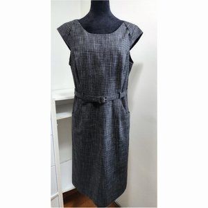 Merona Classic Sheath Dress Gray and Black with Cap Sleeves Size 14